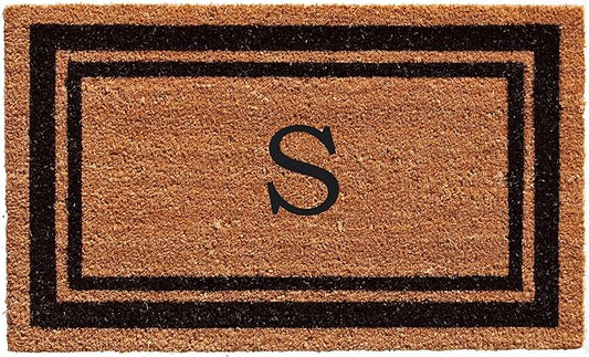 Calloway Mills 152963672S Black Border 36" x 72" Monogram Doormat Letter (S)-Ruum Studio Home
