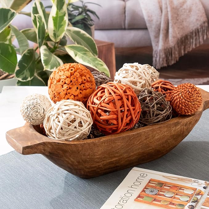 ANDALUCA Large Decorative Vase Filler Bag with Orbs, Balls (Burnt Orange)-Ruum Studio Home