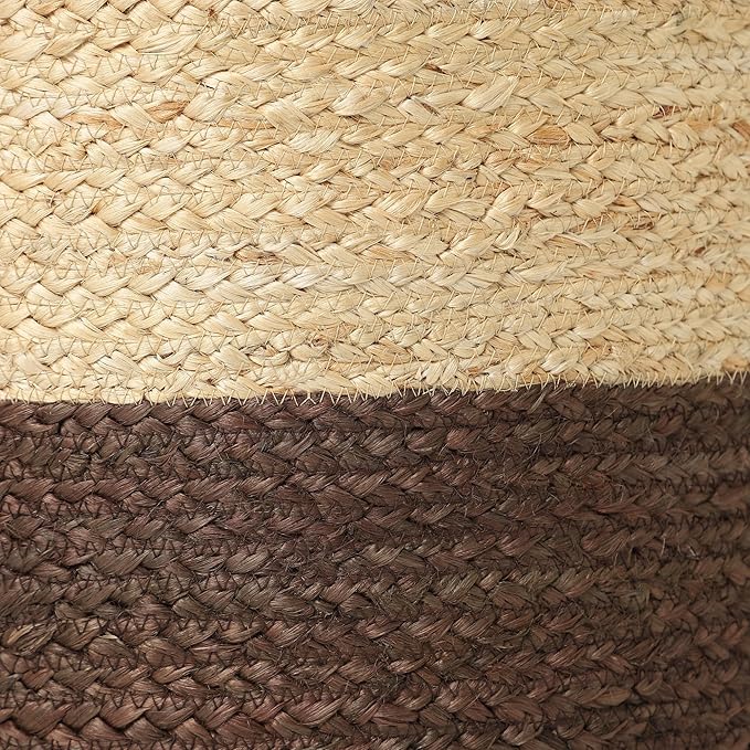 REDEARTH · Cylindrical Pouf Foot Stool Ottoman - Jute Braided Pouffe Poof Accent Sitting Footrest for Living Room, Bedroom, Nursery, Patio, Lounge & Other Rooms (Natural Acorn, 18"x18"x14")-Ruum Studio Home