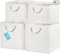 OrganiHaus 12x12 Cube Storage Bins 4 Pack, Foldable Cube Storage Organizer w/ Rope Handles, Collapsible Fabric Bins for Toys, Clothes & Closet Organization, Fabric Square Baskets - Off-White-Ruum Studio Home