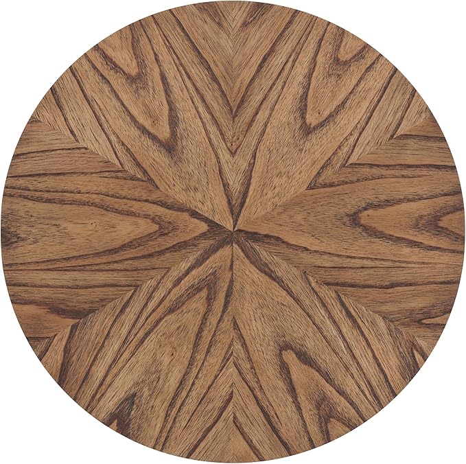 Martin Svensson Home Round Wood Nutmeg Brown Living Room End Side Accent Table Nightstand with Storage Shelf-Ruum Studio Home