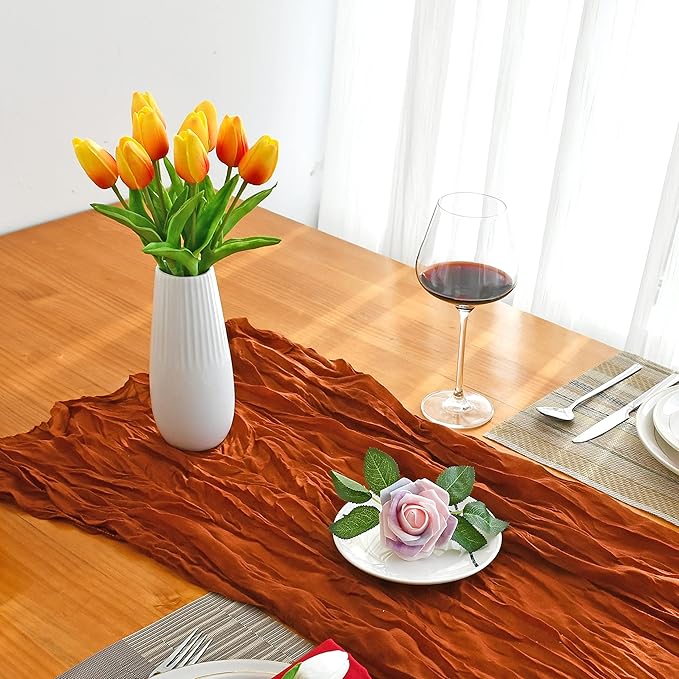 Mandy's Artificial Tulips 20 Stems Sunset PU Faux Flowers for Wedding Home Decor 13.5 Inch-Ruum Studio Home