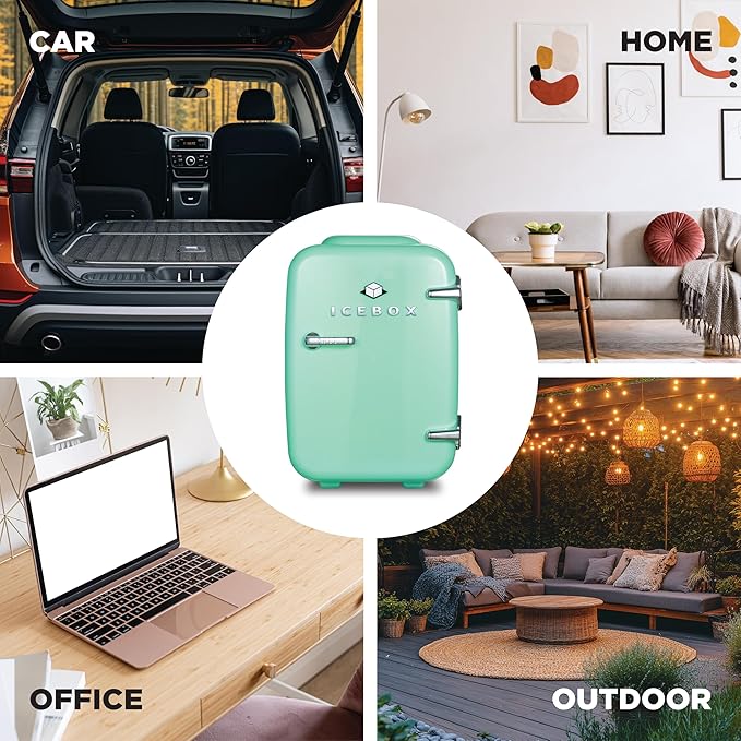 IBMF4MNT Fridge for Bedroom, Skincare, Portable Cooler & Warmer for Makeup, for Office & Home Refrigerator, Mini (4 L / 6-Can), Mint Green-Ruum Studio Home