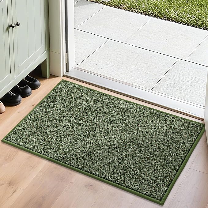 COSY HOMEER-Door-Mat 20" x 32" Non Slip Absorbent Entryway Rugs Dirt Trapper Doormats Washable Entrance Mats Low Pile Welcome Floor Mat for Front Back Door and Entry Mats,Green-Ruum Studio Home