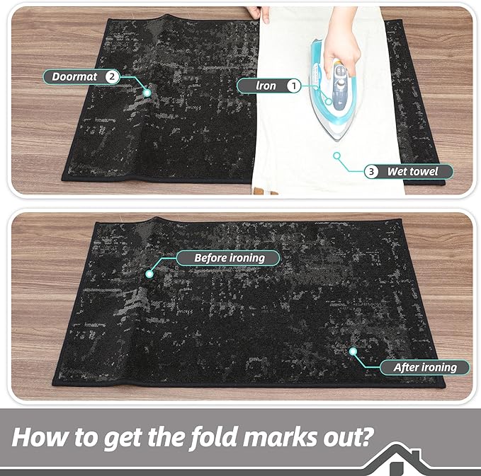BEQHAUSE Dirt Trapper Door Mat 20"x32" Non-Slip Door Mats Washable Entryway Rugs Stain Resistant Doormat Absorbent Welcome Floor Mat for Front Back Door, Muddy Wet Shoes & Paws,Black-Ruum Studio Home