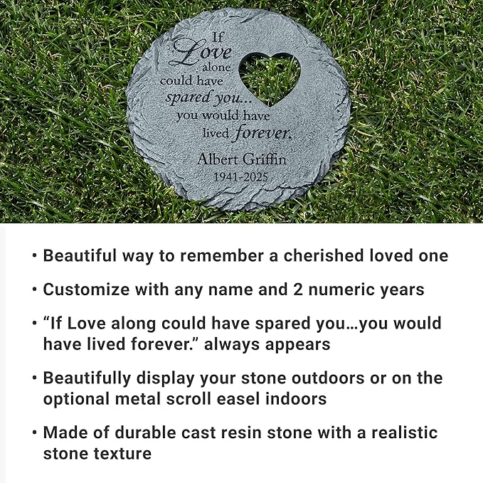 Let's Make Memories Personalized Memorial Stone - Sympathy Garden Marker - Durable, Weather-Resistant Cast Resin - Engraved with Your Loved One's Name - Personalized Condolences - 12" Diameter-Ruum Studio Home