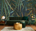Dark Tropical Palm Leaf Wallpaper Mural Oil Painting Style Abstract Leaves Wall Mural (Not Peel and Stick)-Ruum Studio Home