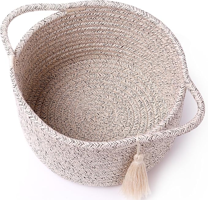 Empty Gift Basket – SweetMemo Mini Woven Rope Organizer Baskets for Gifting, Baby Shower, Desk, Makeup Brushes, Bathroom, Shelves – Small Decorative Storage Bin with Gift Bag & Ribbon – Warm Brown-Ruum Studio Home