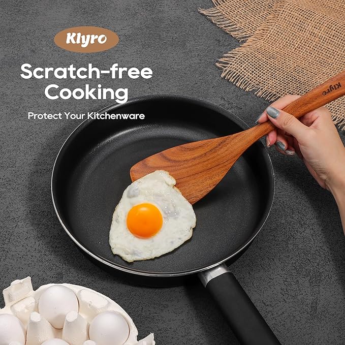 Wooden Spoons for Cooking, Nonstick Kitchen Utensils Set with 4 Piece Measuring Spoons, Comfort Grip Wooden Spatula Set, 9 Piece Teak Wooden Cooking Utensils with Holder and Spoon Rest-Ruum Studio Home