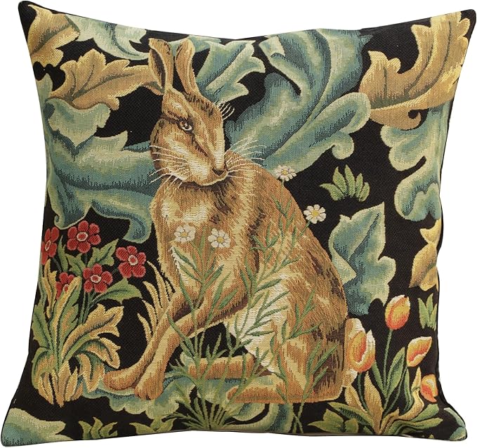 Charlotte Home Furnishings Throw Pillow Covers, Decorative Boho Pillow Covers for Couch, Living Room, Brown Hare Square Cushion Cases 18x18 in, European Cotton Jacquard Woven for Cozy Bedroom Decor-Ruum Studio Home