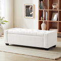 48" Ottoman with Storage, White Storage Ottoman Bench with Safety Hinge, Upholstered Entryway Bench with Seating for Bedroom, Living Room, Holds up to 330 lb-Ruum Studio Home