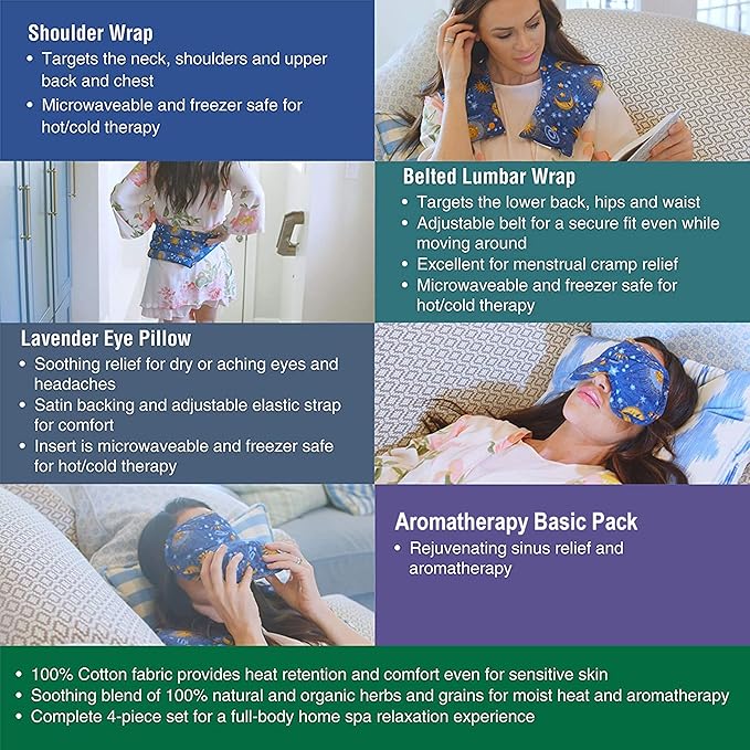 Nature’s Approach Aromatherapy Heating Pad 4-Piece Microwave Heating Pad Set with 12 Soothing Herbs-Ruum Studio Home