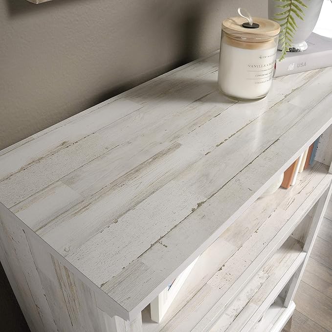 Sauder 3 Tier Book Shelf Wooden Bookcase Multipurpose Bookshelf for Home Office, Living Room, in White Plank-Ruum Studio Home
