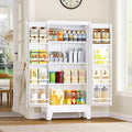 51" Metal Kitchen Pantry Cabinet, Storage Cabinets with 2 Door and 3 Adjustable Shelves, White Freestanding Food Storage Cabinet, Steel Cupboard for Kitchen Dinning Room-Ruum Studio Home