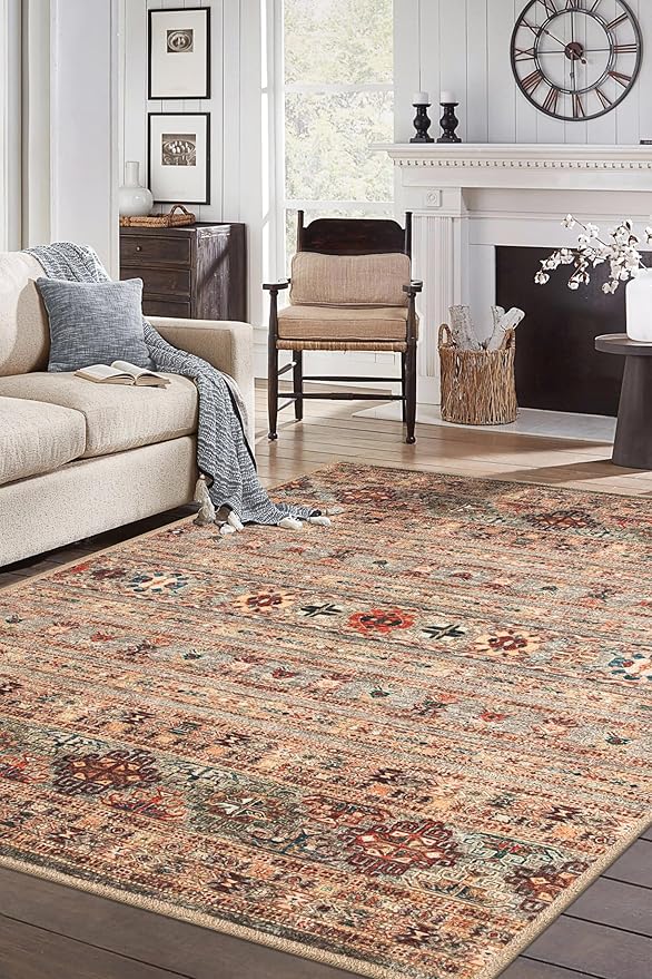 Keen Home Design 9x12 Rug - Machine Washable Area Rug with Non-Slip Backing, Ideal for Living Room, Dining Room, Bedroom - Vintage, Easy Clean, Durable, Low Pile Rug - (9' x 12')-Ruum Studio Home