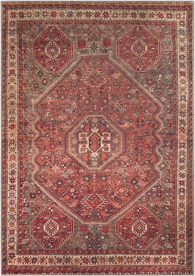 Keen Home Design 5x7 Rug - Machine Washable Area Rug with Non-Slip Backing, Ideal for Living Room, Dining Room, Bedroom - Vintage, Easy Clean, Durable, Low Pile Rug - (5' x 7')-Ruum Studio Home