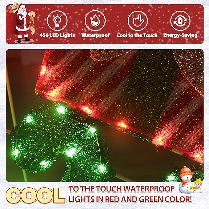 6FT Merry Christmas Sign for Decoration, 2-in-1 Pre-Lit Holiday Greeting Sign Decor with 456 LED Lights, Freestanding or Hanging Glittered Holiday Display for Outdoor, Indoor-Ruum Studio Home