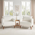 Oversized Accent Chair Modern Boucle Armchair for Living Room Sets of 2, 37" Wide & Cozy Reading Chair with Solid Wood Legs, White Upholstered Lounge for Bedroom & Office, (Easy Assembly)-Ruum Studio Home