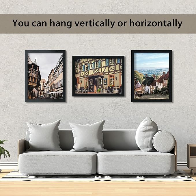 VCK Poster Frames 20x30 Black 3-Pack, Solid Wood Picture Frames for Wall Mounting Hanging Art and Puzzle Frame-Ruum Studio Home