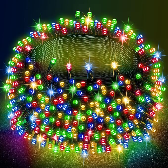 Dazzle Bright Multi-Colored Christmas String Lights, 164ft 2000 LED Waterproof Green Wire Fairy Lights with 8 Modes, Outdoor Lights for Xmas Tree Holiday Wedding Party Christmas Decorations-Ruum Studio Home
