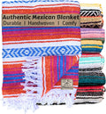 Del Mex Classic Mexican Blanket, Large Authentic Woven Falsa Throw (70"x50"), Artisan Southwest Décor for Beach, Yoga, Outdoors (Orange/Pink/Blue)-Ruum Studio Home