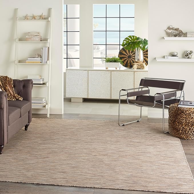 Nourison Positano Indoor-Outdoor Beige 9' x 12' Area Rug, Easy Cleaning, Non Shedding, Bed Room, Living Room, Dining Room, Backyard, Deck, Patio (9x12)-Ruum Studio Home