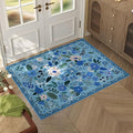 Door Mat Indoor Entrance 2x3 Rug Machine Washable Boho Floral Small Area Rug Non-Slip Low Pile Throw Rugs for Entryway, Kitchen, Front Door Indoor Entrance, Entry, Kids Room (Blue)-Ruum Studio Home