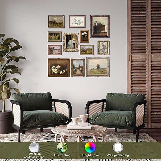 LANCHI95 12 Pcs Vintage Wall Art Decor, Vintage Art Prints, Vintage Posters for Room, Moody gallery wall art, Eclectic French Country Pictures Wall Decor for Bedroom (UNFRAMED)-Ruum Studio Home