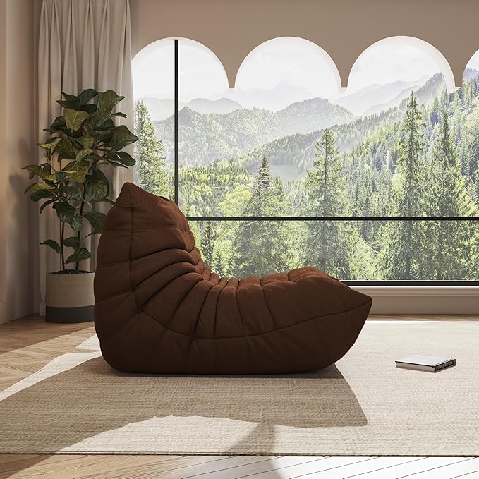 Bean Bag Chair, Oversized Bean Bag Chair for Living Room, Fireside Chair for Adults with Memory Foam Filled, Big Accent Sofa Lounge Floor Sofa for Gaming, Reading, Relax, No Assembly Required(Coffee)-Ruum Studio Home