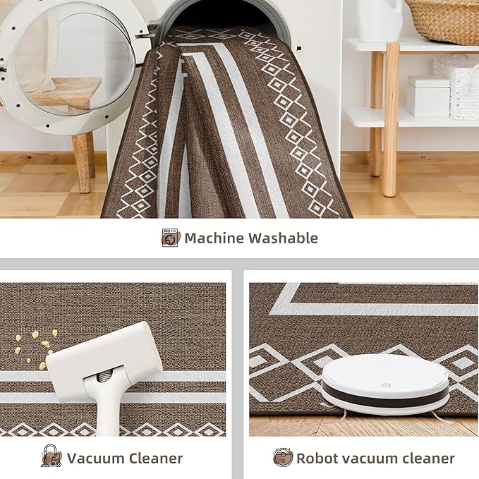 Outdoor Patio Rug, Outside Rectangular Carpet, Moroccan Geometric Rugs, Washable Large Indoor Outdoor Rug Mats for RV, Picnic, Backyard, Deck, Balcony, Porch, Beach 5'x8'-Ruum Studio Home