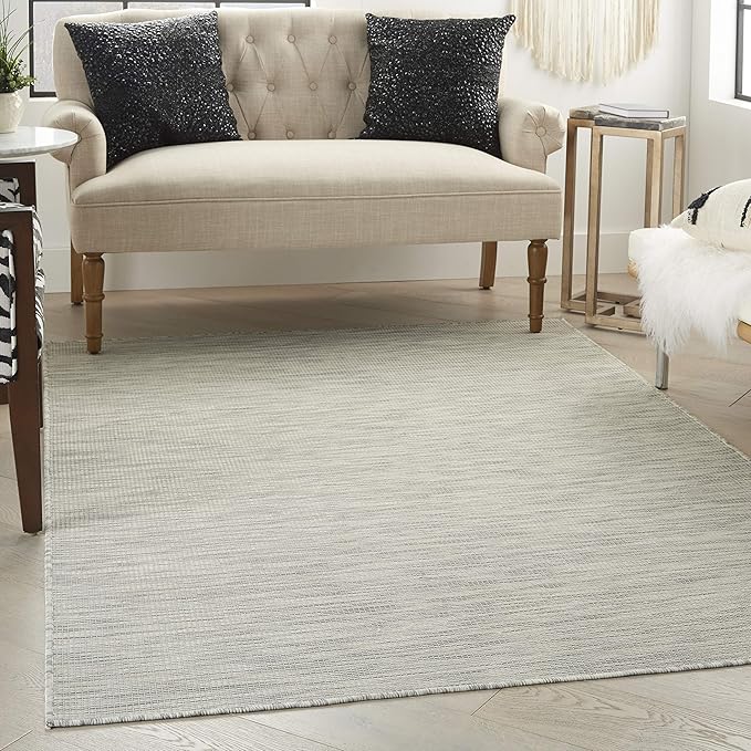 Nourison Positano Indoor/Outdoor Light Grey 3' x 5' Area Rug, Easy Cleaning, Non Shedding, Bed Room, Living Room, Dining Room, Backyard, Deck, Patio (3x5)-Ruum Studio Home