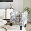 BELLEZE Living Room Chair, Linen Round Accent Barrel Chair, Club Tub Sofa Chair for Bedroom, Corner Chair with Flared Legs and Cozy Soft Padding - Highland (Blue Coral)-Ruum Studio Home