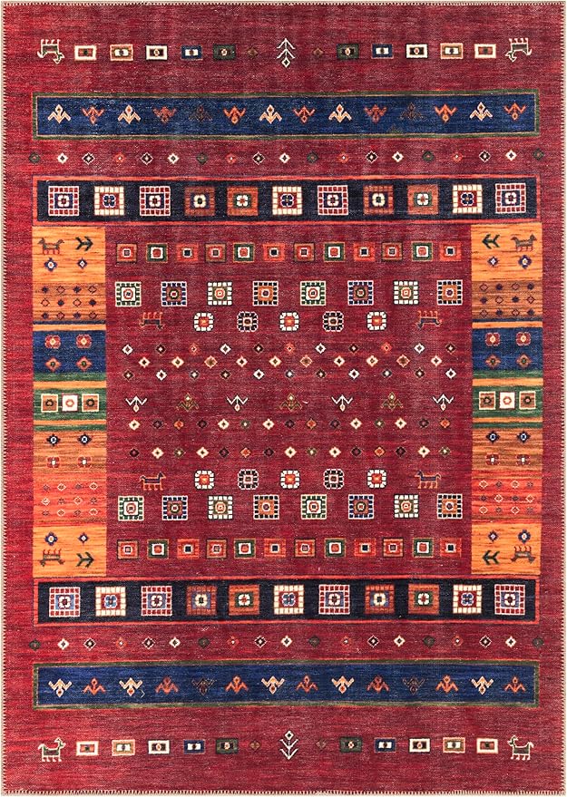 Keen Home Design 8x10 Rug - Machine Washable Area Rug with Non-Slip Backing, Ideal for Living Room, Dining Room, Bedroom - Vintage, Easy Clean, Durable, Low Pile Rug - (8' x 10')-Ruum Studio Home