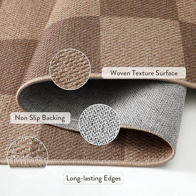 Lahome Checkered Easy Jute Entryway Rug, Washable Rugs 3x5 for Living Room Farmhouse Carpet, Non Slip Indoor Outdoor Door Mat Checkerboard Throw Carpet for Entry Patio Guestroom Deck-Ruum Studio Home