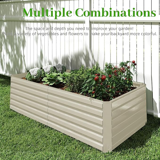 6x3x2 ft Raised Garden Bed, Large Metal Planter Raised Beds, Planters for Outdoor Plants for Vegetables, Flowers, Herbs, Fruits, and Succulents.(4 Pcs, Yellow)-Ruum Studio Home
