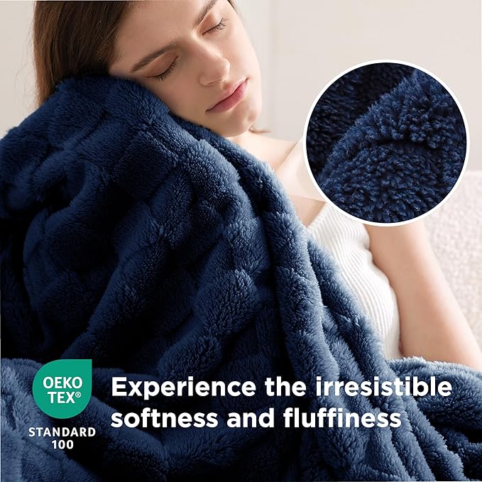Bedsure GentleSoft Twin Blanket for Bed Navy Blue - Super Soft Cozy Blankets for Women Men Girls, Cute Fuzzy Fleece Throws for Bedroom Couch, 60x80 Inches-Ruum Studio Home