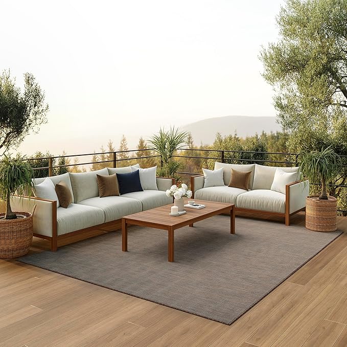Nourison Positano Indoor-Outdoor Natural 8' x 10' Area Rug, Easy Cleaning, Non Shedding, Bed Room, Living Room, Dining Room, Backyard, Deck, Patio (8x10)-Ruum Studio Home