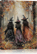 Halloween Canvas Wall Art, Vintage Three Witches Poster, Gothic Dark Academia Wall Decor, Spooky Halloween Decor for Living Room, Bedroom & Bathroom, Framed Fall Decorations Indoor-Ruum Studio Home
