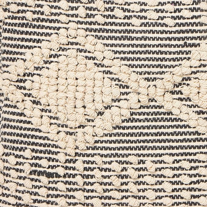 REDEARTH · Tufted Pouf Ottoman with Filler Textured Storage Cube Bean Bag Pouffe Footrest for Living Room, Bedroom, Nursery, Kidsroom; 100% Cotton (17.5"X17.5"X17.5", Cube Diamond Medley Gray)-Ruum Studio Home