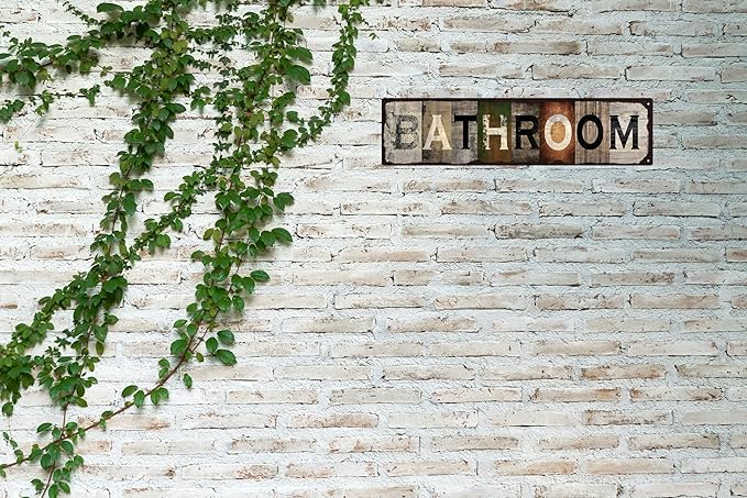 Vintage Tin Sign Retro Metal Bathroom Signs Stylish Wall Art Plaques Gift for Home Decor Bathroom Kitchen and Gothic Wall Decor or as a Classic Poster 16x4 in-Ruum Studio Home
