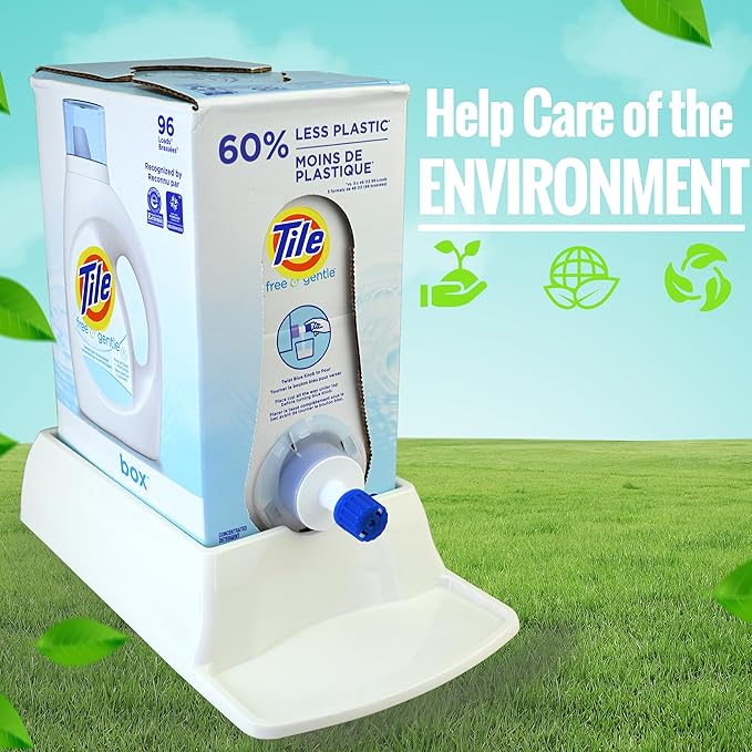 Skywin Detergent Box Riser (Eco Box), Raises Boxed Liquid Laundry Detergent Cup Holder & Drip Tray Catcher, Laundry Detergent Holder (White)-Ruum Studio Home