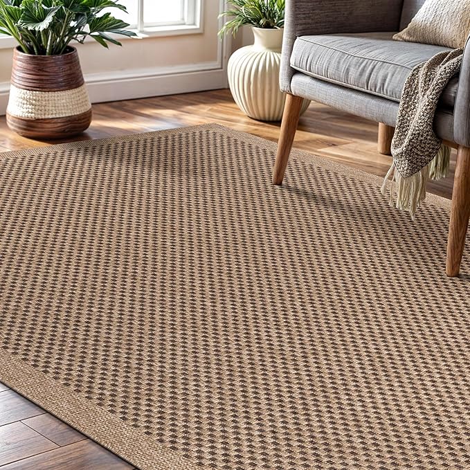 CAMILSON Easy Jute Rug 4x6, Indoor Outdoor Natural Color Fiber Area Rugs for Living Room Patio and Kitchen Rug, Sisal Boho Woven Design, Easy-Cleaning, Washable Outside Carpet Alfombras para(4 x 6)-Ruum Studio Home