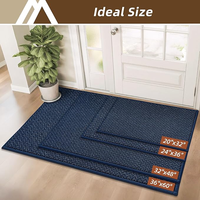 COSY HOMEER-Door-Mat 20" x 32" Non Slip Absorbent Entryway Rugs Dirt Trapper Doormats Washable Entrance Mats Low Pile Welcome Floor Mat for Front Back Door and Entry Mats,Navy Blue-Ruum Studio Home