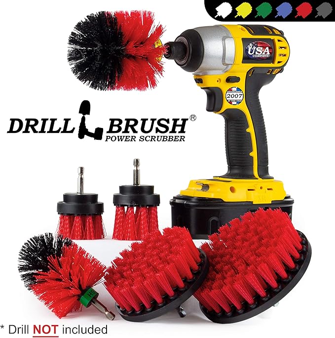 Drillbrush Headstone Cleaning Supplies - Outdoor Power Brush - Fountain Cleaner Tool - Deck Scrubbing Tool - Patio Cleaning Brush - Concrete Garage Floor Cleaner - Granite Scrubber Kit for Drill-Ruum Studio Home