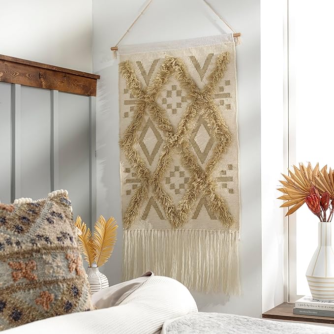 Mark&Day Wall Hanging, Windigsteig Coastal Farmhouse Khaki Tapestry Wall Hanging for Living Room, Bedroom, Office or Kitchen (48"H x 24"W)-Ruum Studio Home