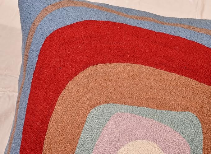 Kandinsky Modern Pillow Cover - Ruby Abstract Pillows | Contemporary Pillows | Mid Century Chair Cushions | Handmade Wool Size 18x18-Ruum Studio Home