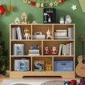 Book Shelf, 8 Cubes Storage Organizer, 3-Tier Open Shelf Wooden Bookcase, Freestanding Log Bookshelf Cube Shelf for Bedroom, Living Room, Home Office-Ruum Studio Home