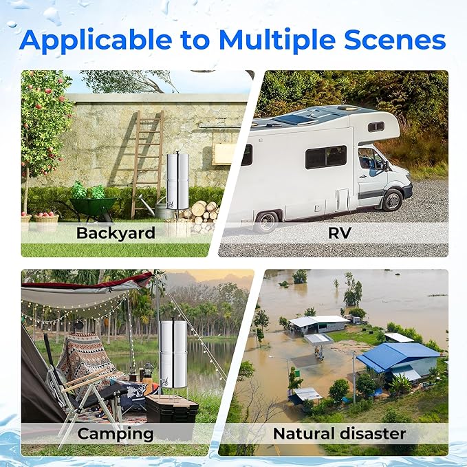 Waterdrop Gravity-fed Water Filter System, NSF/ANSI 42&372 Standard, Reduces Fluoride and up to 99% of Chlorine, with 4 Filters and Metal Spigot, King Tank Series, WD-TK-A-FS, 2.25G-Ruum Studio Home