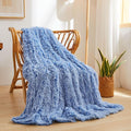 XeGe Luxury Fluffy Throw Blanket, Cobalt Blue Soft 50x60 Faux Fur Blanket Throw, Shaggy Plush Decorative Couch Blanket, Cute Furry Throw Fuzzy Blanket for Sofa Bed, Ombre Cobalt Blue-Ruum Studio Home
