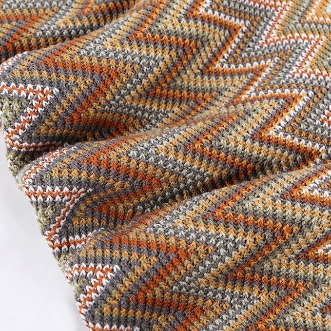 Boho Throw Blanket - Bohemian Fringe Tassels， for Bed Couch Soft ChairBlanket Double Sided (50"x70") (Khaki)-Ruum Studio Home